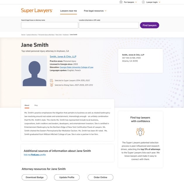Screenshot of Basic profile